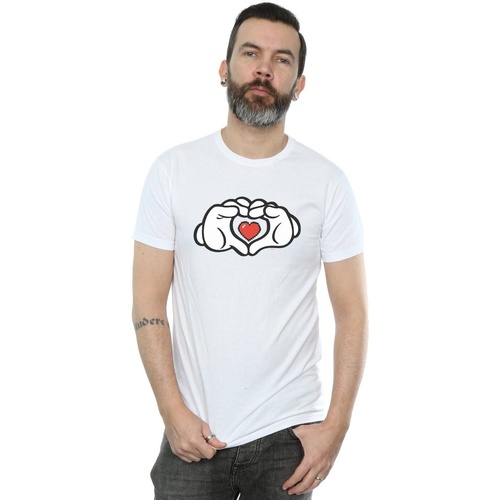 textil Hombre Camisetas manga larga Disney Mickey Mouse Heart Hands Blanco