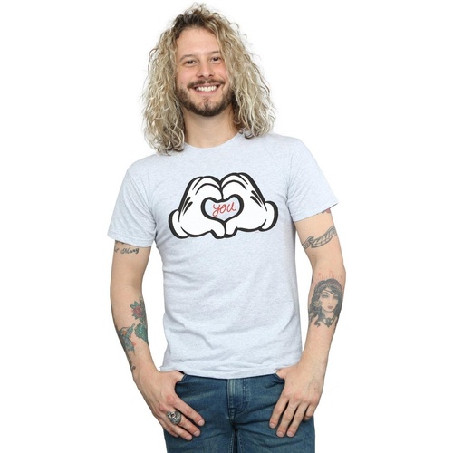 textil Hombre Camisetas manga larga Disney Mickey Mouse Loves You Gris
