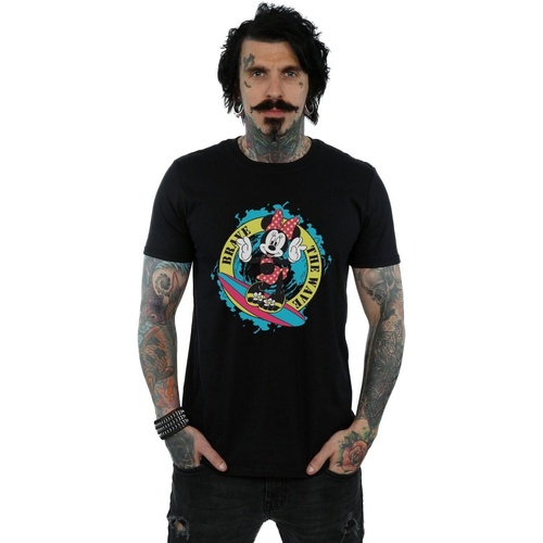 textil Hombre Camisetas manga larga Disney Minnie Mouse Brave The Wave Negro