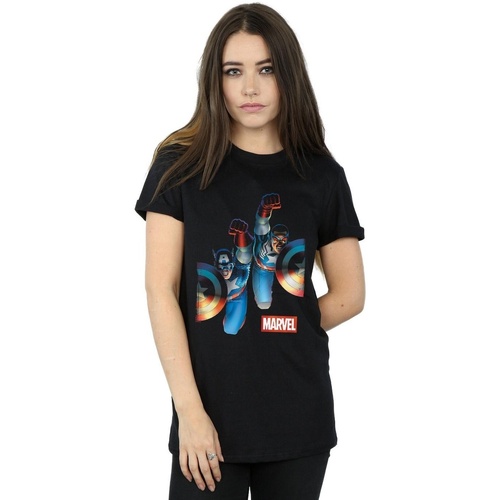 textil Mujer Camisetas manga larga Marvel Falcon And Captain America Side By Side Negro