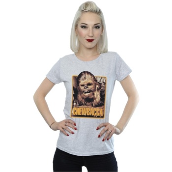 textil Mujer Camisetas manga larga Disney Chewbacca Scream Gris