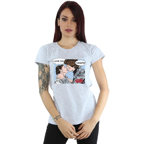 textil Mujer Camisetas manga larga Disney Han Solo And Princess Leia Love Gris