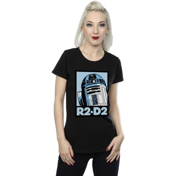 textil Mujer Camisetas manga larga Disney R2-D2 Poster Negro