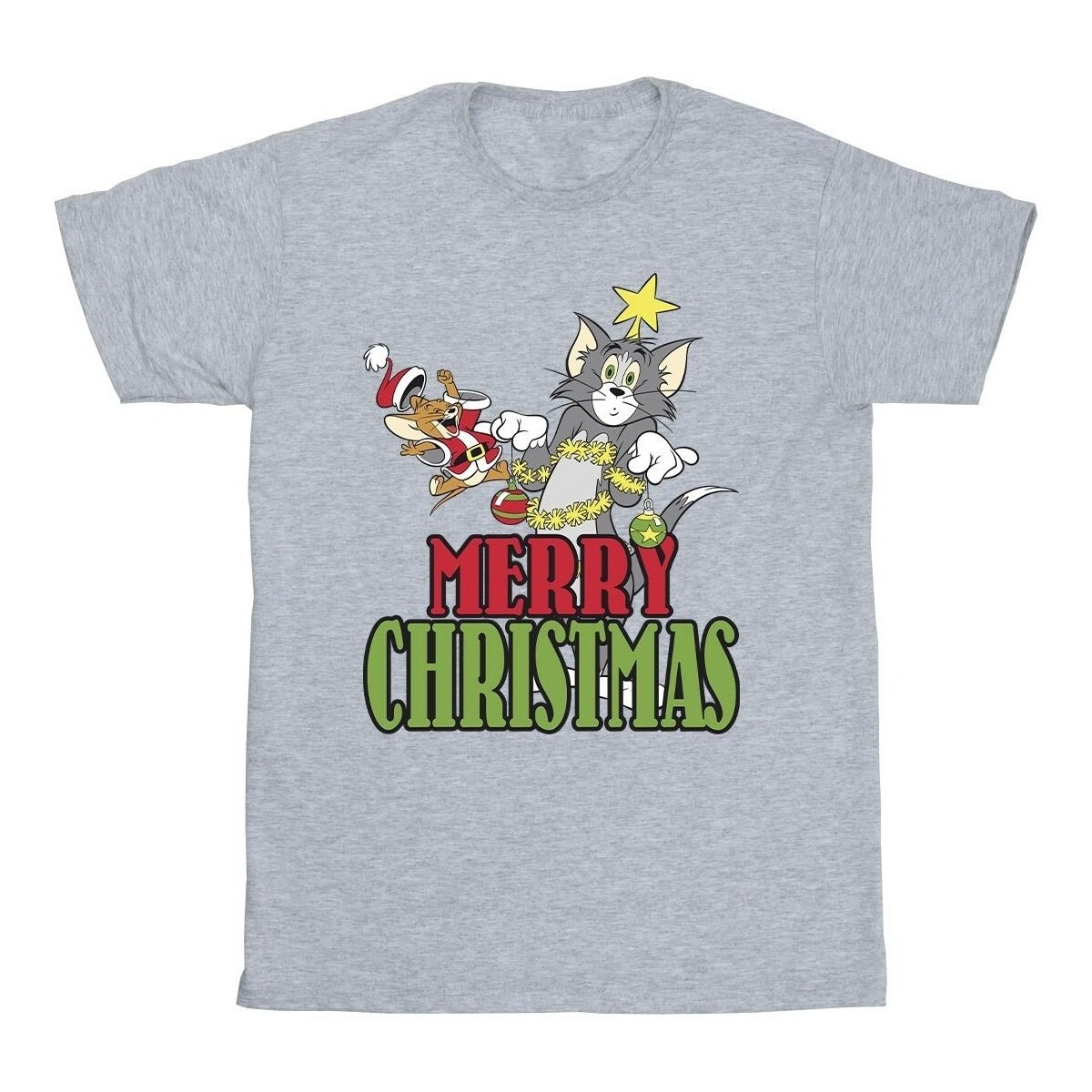 textil Niña Camisetas manga larga Dessins Animés Merry Christmas Baubles Gris