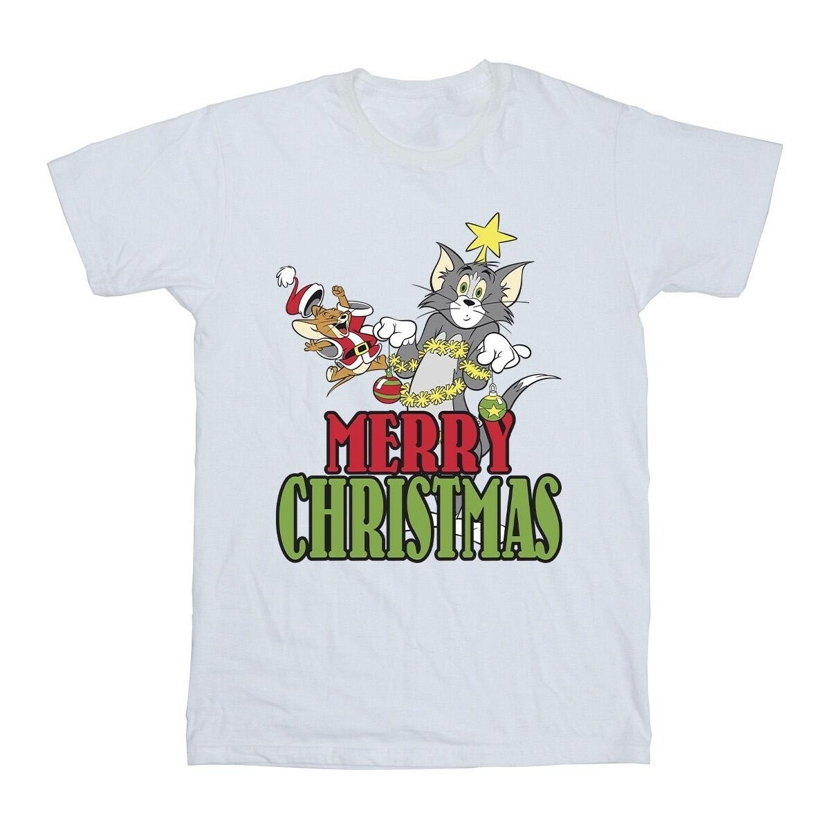 textil Niña Camisetas manga larga Dessins Animés Merry Christmas Baubles Blanco