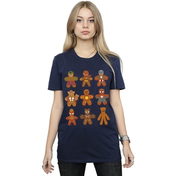 textil Mujer Camisetas manga larga Marvel Avengers Christmas Gingerbread Azul