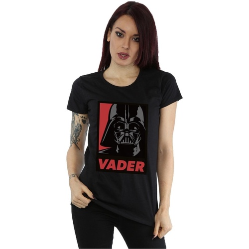 textil Mujer Camisetas manga larga Disney Vader Poster Negro