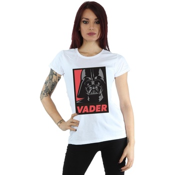 textil Mujer Camisetas manga larga Disney Vader Poster Blanco