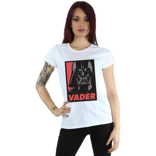 textil Mujer Camisetas manga larga Disney Vader Poster Blanco