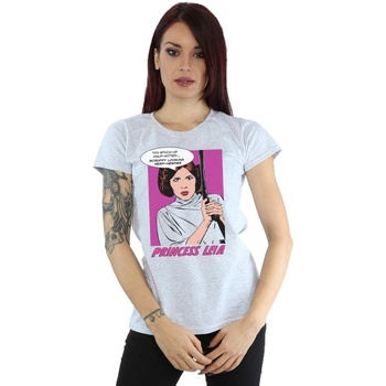textil Mujer Camisetas manga larga Disney Princess Leia Pop Art Gris