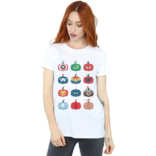 textil Mujer Camisetas manga larga Marvel Avengers Pumpkin Icons Blanco