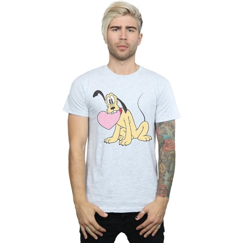 textil Hombre Camisetas manga larga Disney Pluto Love Heart Gris