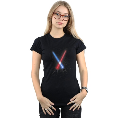 textil Mujer Camisetas manga larga Disney Crossed Lightsabres Negro