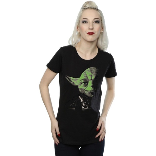 textil Mujer Camisetas manga larga Disney Yoda Green Face Negro