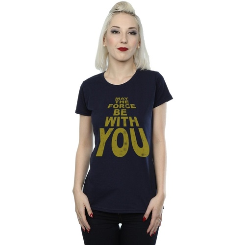 textil Mujer Camisetas manga larga Disney May The Force Be With You Azul