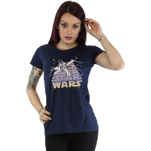 textil Mujer Camisetas manga larga Disney X-Wing Starfighter Azul