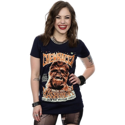 textil Mujer Camisetas manga larga Disney Chewbacca Rock Poster Azul