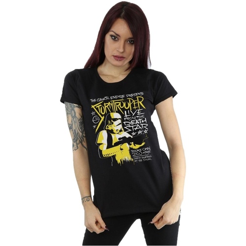 textil Mujer Camisetas manga larga Disney Stormtrooper Rock Poster Negro