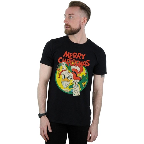 textil Hombre Camisetas manga larga Disney Donald Duck Merry Christmas Negro