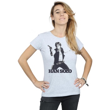 textil Mujer Camisetas manga larga Disney Han Solo Retro Photo Gris
