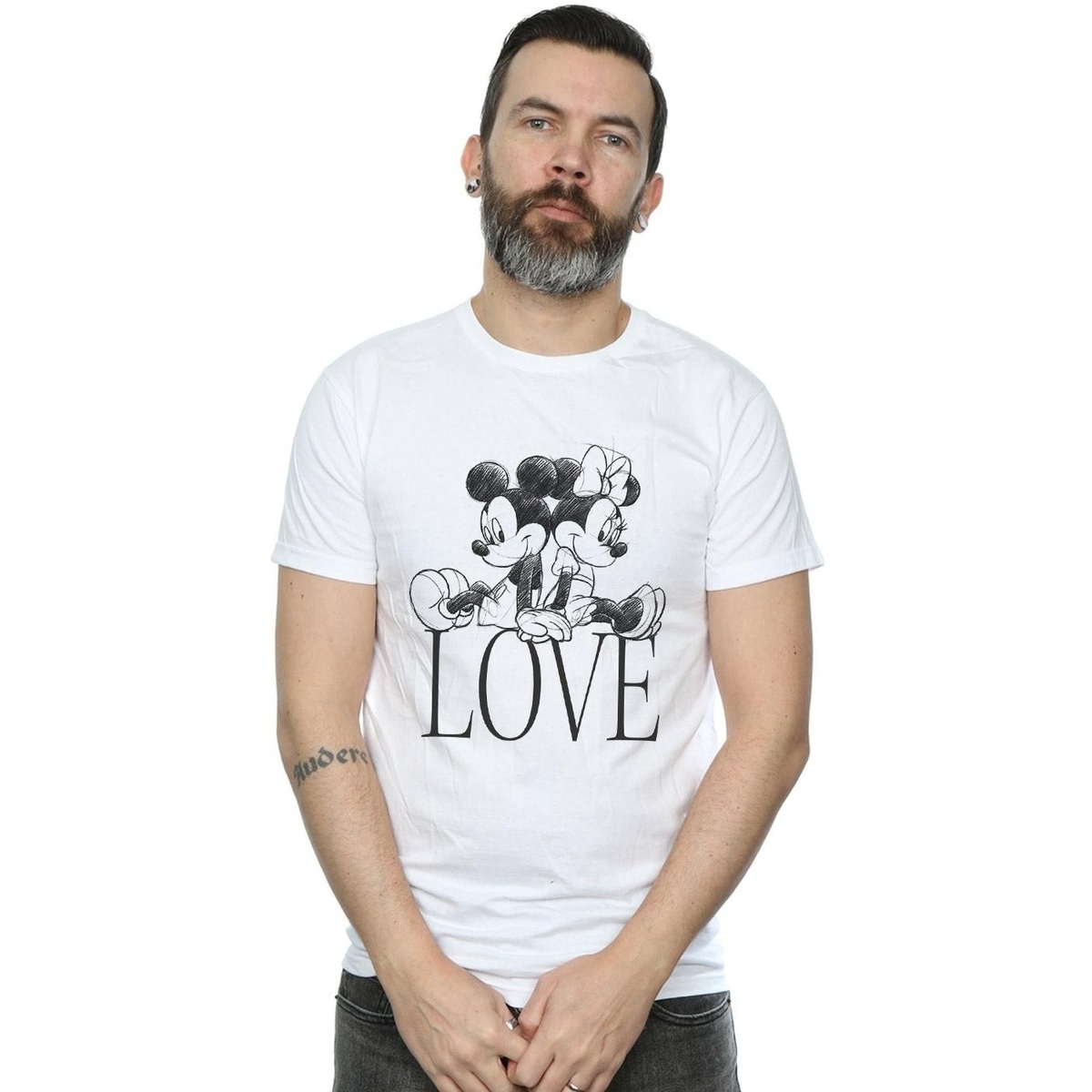 textil Hombre Camisetas manga larga Disney Mickey And Minnie Mouse Love Blanco