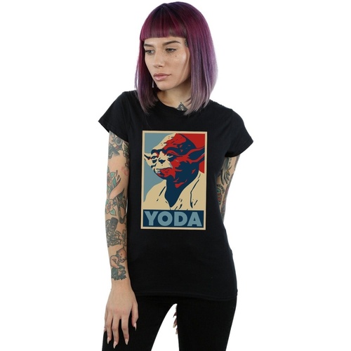 textil Mujer Camisetas manga larga Disney Yoda Poster Negro