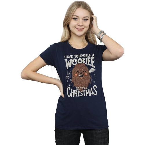 textil Mujer Camisetas manga larga Disney Wookiee Little Christmas Azul