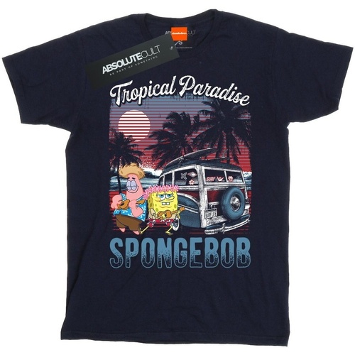 textil Mujer Camisetas manga larga Spongebob Squarepants Tropical Paradise Azul