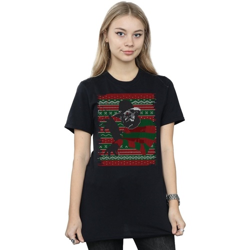 textil Mujer Camisetas manga larga A Nightmare On Elm Street Christmas Fair Isle Negro