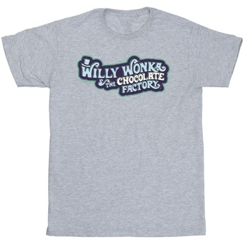 textil Niña Camisetas manga larga Willy Wonka Chocolate Factory Logo Gris