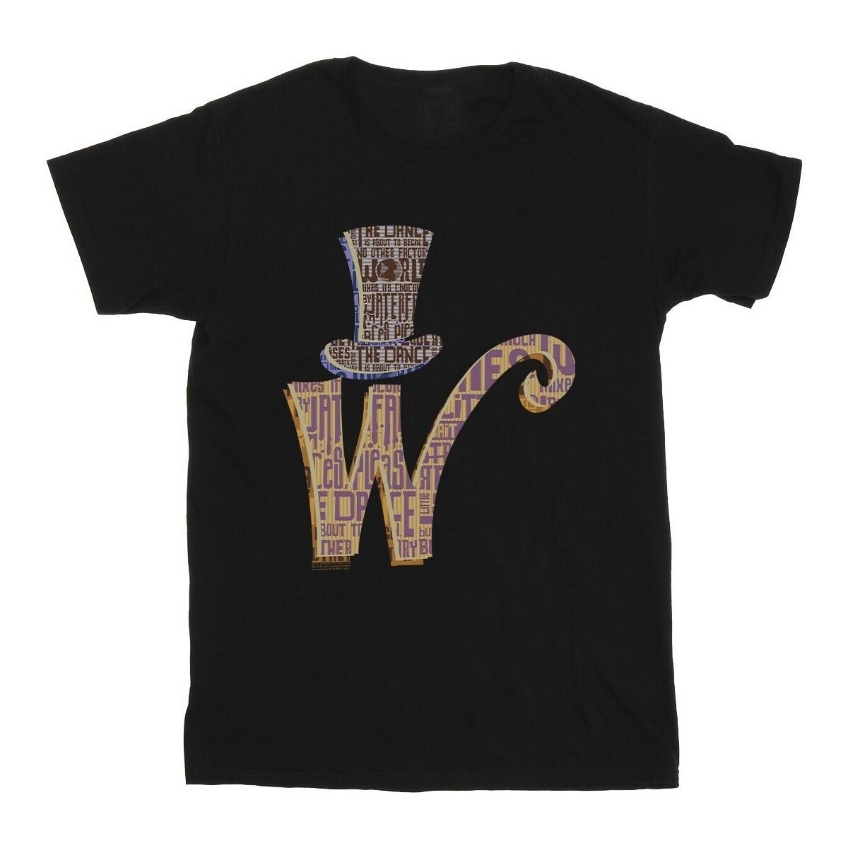 textil Niña Camisetas manga larga Willy Wonka W Logo Hat Negro