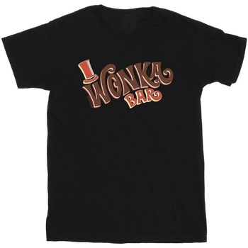 textil Niña Camisetas manga larga Willy Wonka Bar Logo Negro