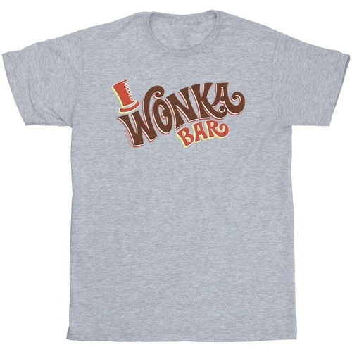textil Niña Camisetas manga larga Willy Wonka Bar Logo Gris