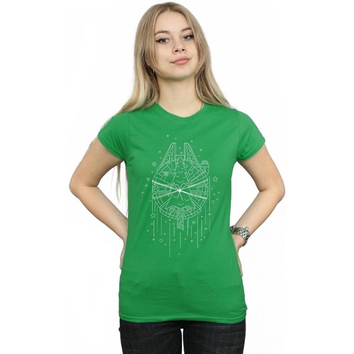 textil Mujer Camisetas manga larga Disney Millennium Falcon Christmas Tree Delivery Verde