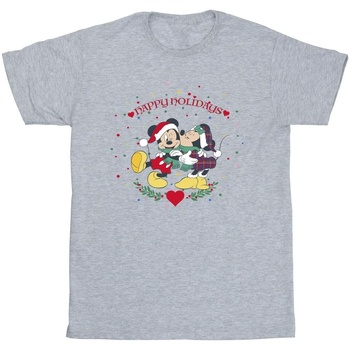 textil Hombre Camisetas manga larga Disney Mickey Mouse Mickey Minnie Christmas Gris