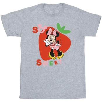 textil Hombre Camisetas manga larga Disney Minnie Mouse So Sweet Strawberry Gris