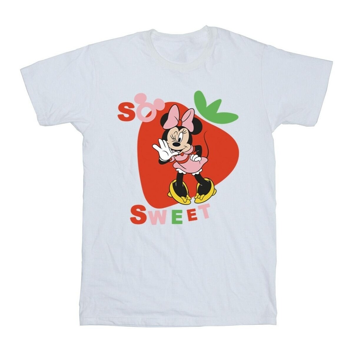 textil Hombre Camisetas manga larga Disney Minnie Mouse So Sweet Strawberry Blanco