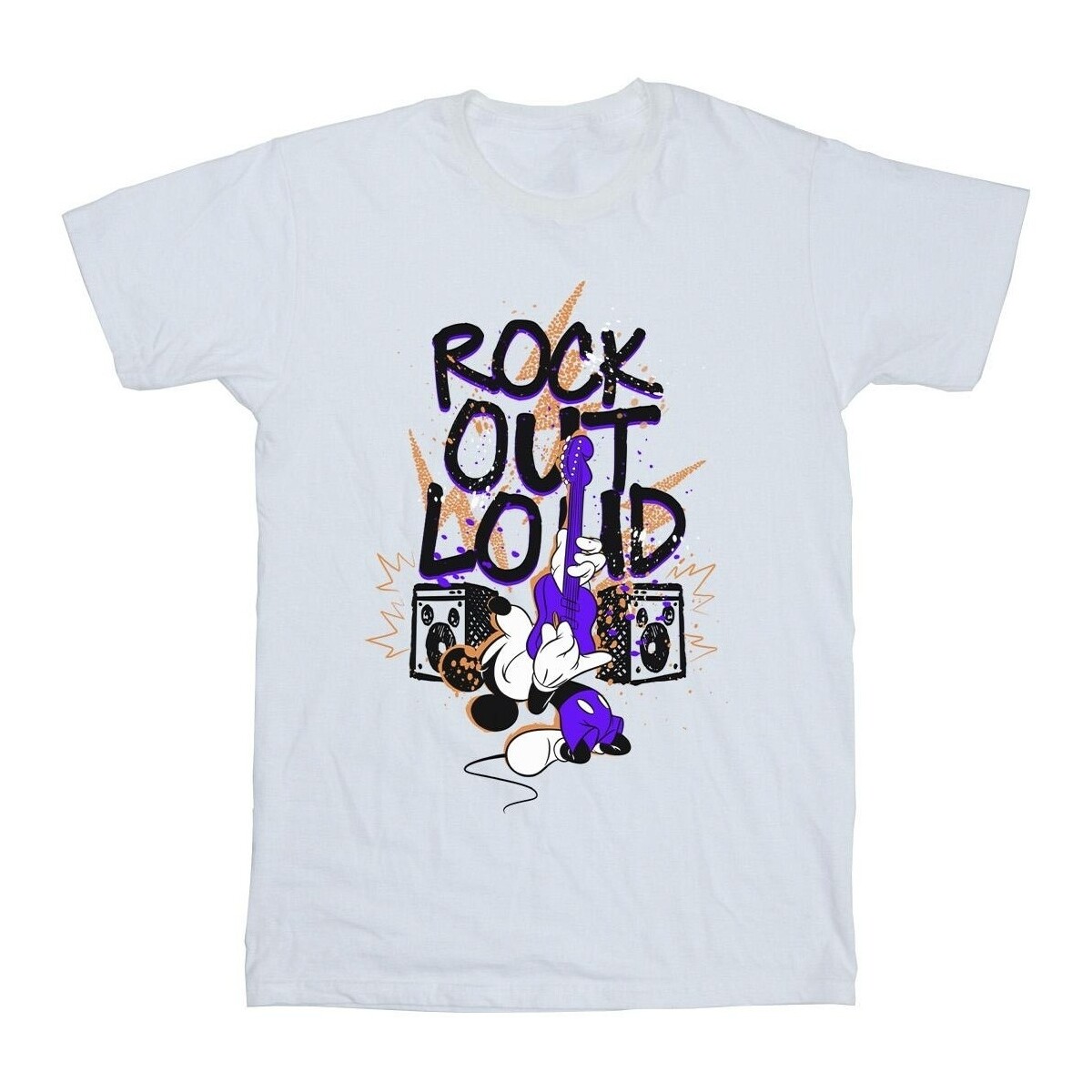 textil Hombre Camisetas manga larga Disney Mickey Mouse Rock Out Loud Blanco