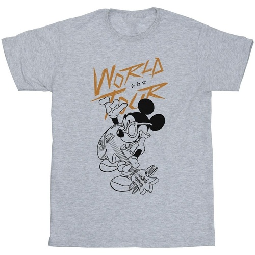 textil Hombre Camisetas manga larga Disney Mickey Mouse World Tour Line Gris