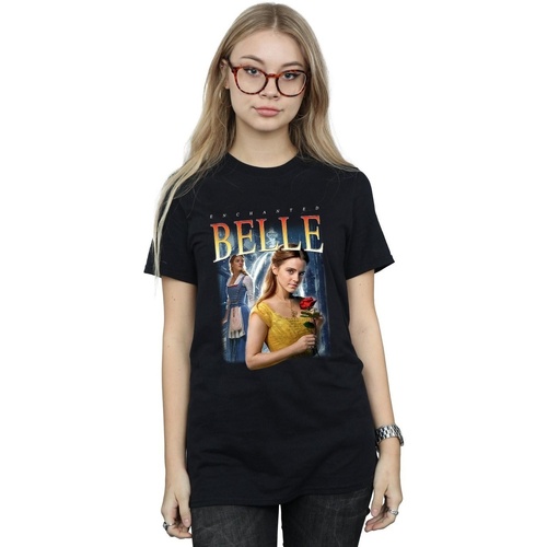 textil Mujer Camisetas manga larga Disney Beauty And The Beast Belle Montage Negro