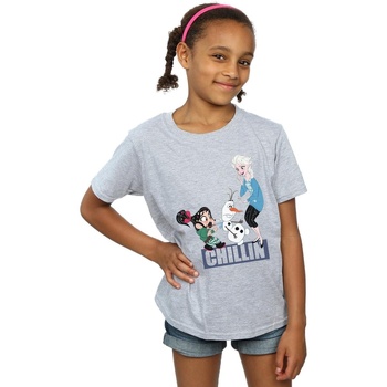 textil Niña Camisetas manga larga Disney Wreck It Ralph Elsa And Vanellope Gris