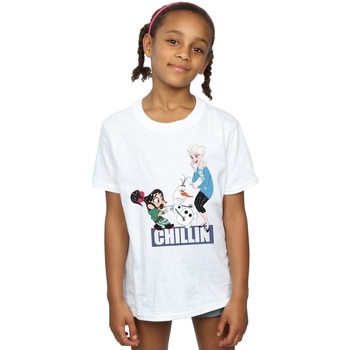 textil Niña Camisetas manga larga Disney Wreck It Ralph Elsa And Vanellope Blanco