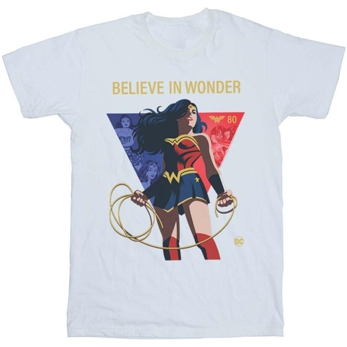 textil Niña Camisetas manga larga Dc Comics Wonder Woman 80th Anniversary Believe In Wonder Pose Blanco