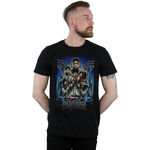 textil Hombre Camisetas manga larga Marvel Studios Black Panther Poster Negro