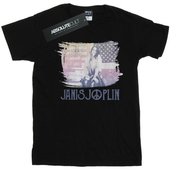 textil Mujer Camisetas manga larga Janis Joplin Stove Flag Negro