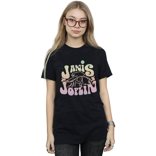 textil Mujer Camisetas manga larga Janis Joplin Pastel Logo Negro
