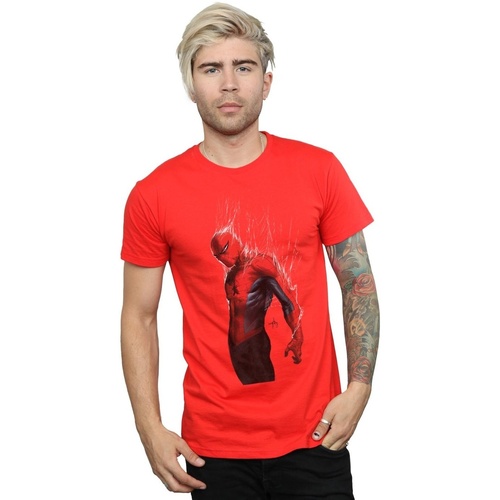 textil Hombre Camisetas manga larga Marvel Spider-Man Web Wrap Rojo