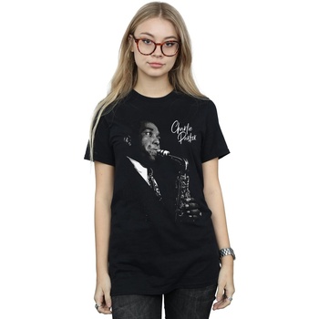 textil Mujer Camisetas manga larga Charlie Parker Playing Saxophone Negro