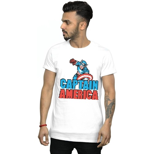 textil Hombre Camisetas manga larga Marvel Captain America Pixelated Blanco
