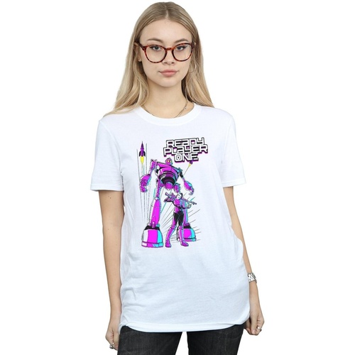 textil Mujer Camisetas manga larga Ready Player One Iron Giant And Art3mis Blanco